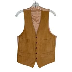 Vintage 1970s Camel Suede Leather Vest Western Boho Small